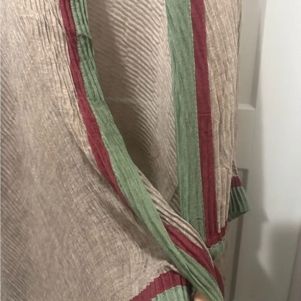 Handmade Boho Style Colorblock Shawl/Wrap With Pleated Textured, Large Size